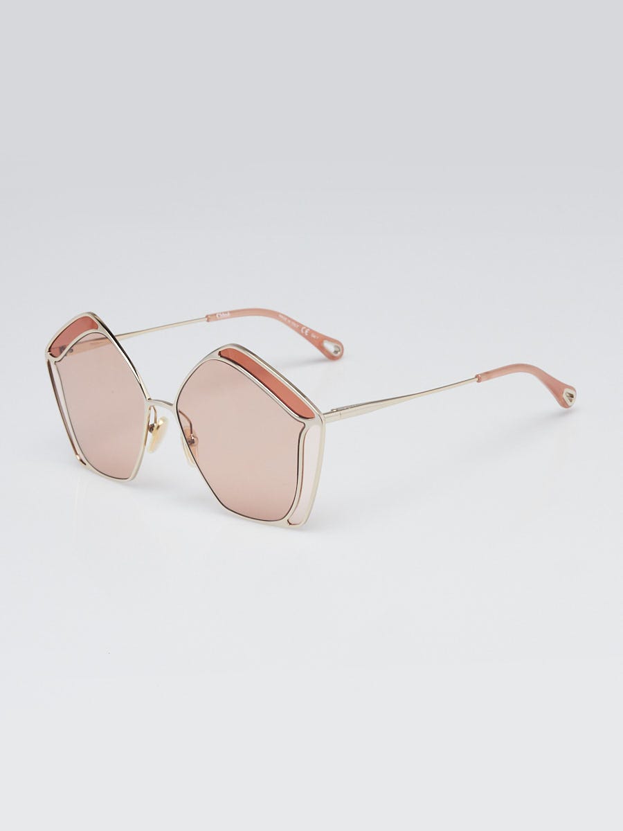 Chloe Goldtone Metal Gemma Pentagon Oversized Sunglasses - CH0026S