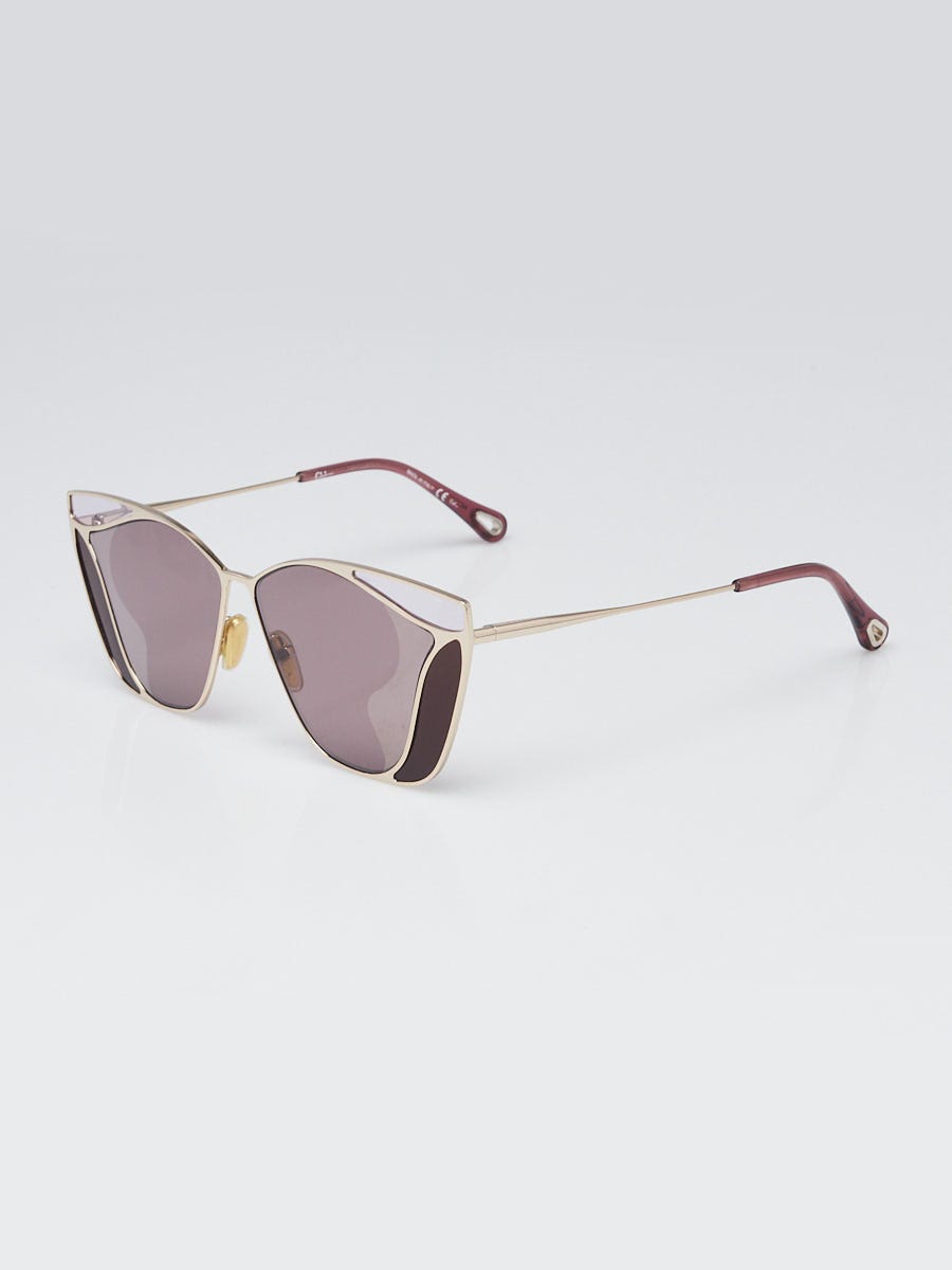 Chloe Goldtone Metal Gemma Cat Eye Oversized Sunglasses - CH0049S