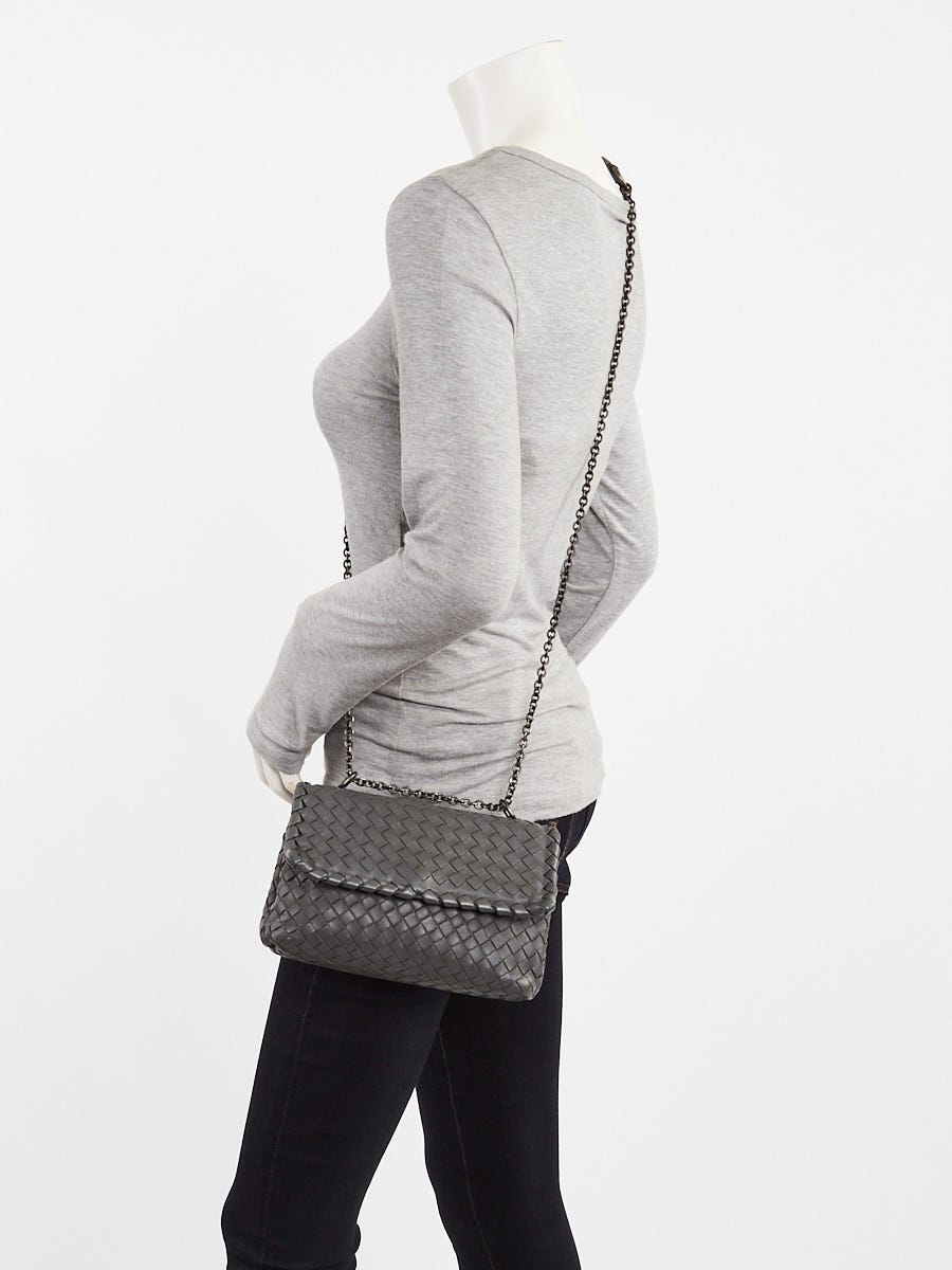 Bottega Veneta Grey Intrecciato Woven Nappa Leather Olimpia Bag
