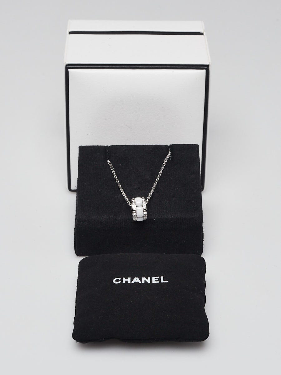 Chanel 18k White Gold Ceramic and Diamond Ultra Pendant Necklace