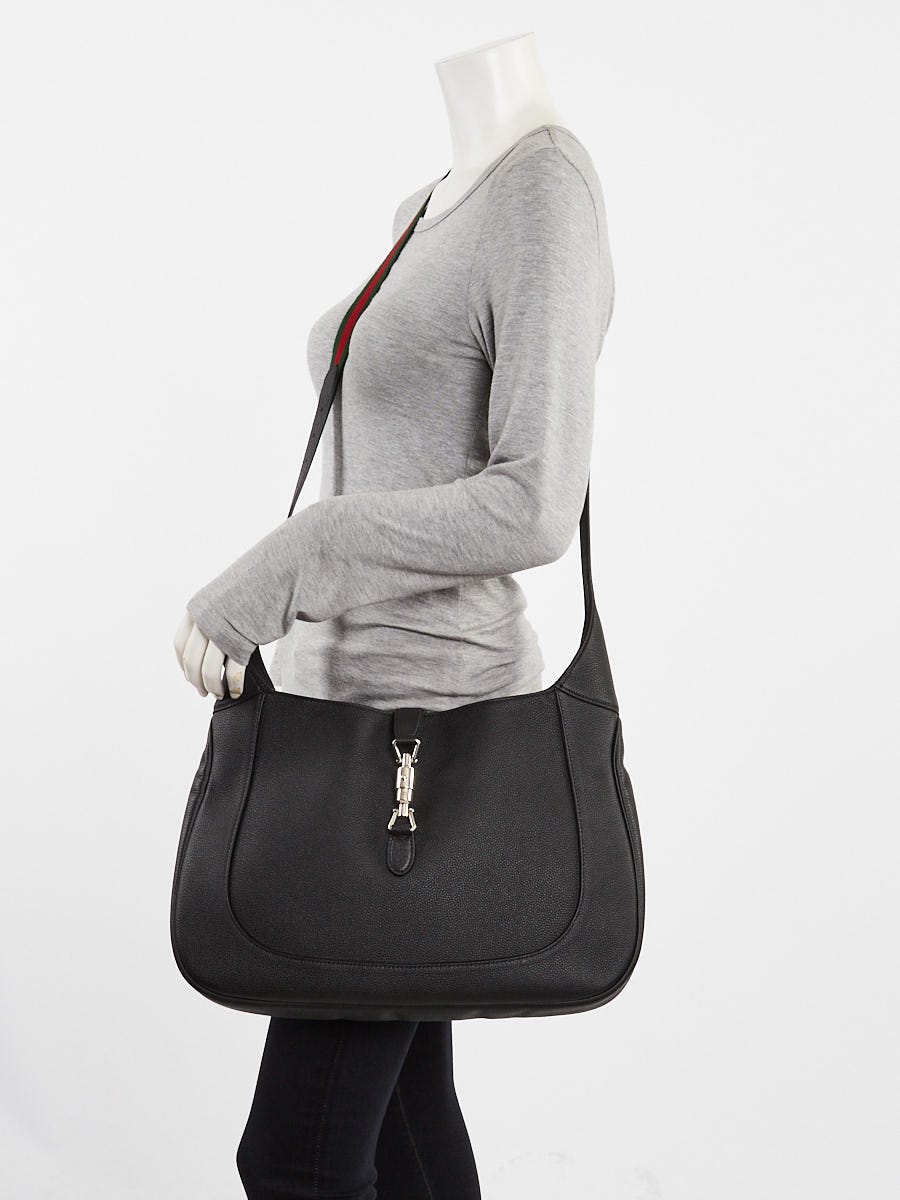 Gucci Black Pebbled Leather Jackie 1961 Large Shoulder Bag