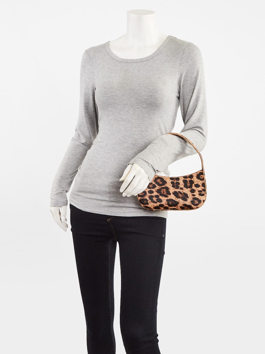 Mansur Gavriel Leopard Print Calf Hair BonBon Shoulder Bag