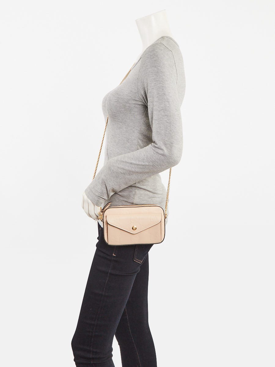 Gucci Beige GG Embossed Leather Super Mini Pochette Crossbody Bag
