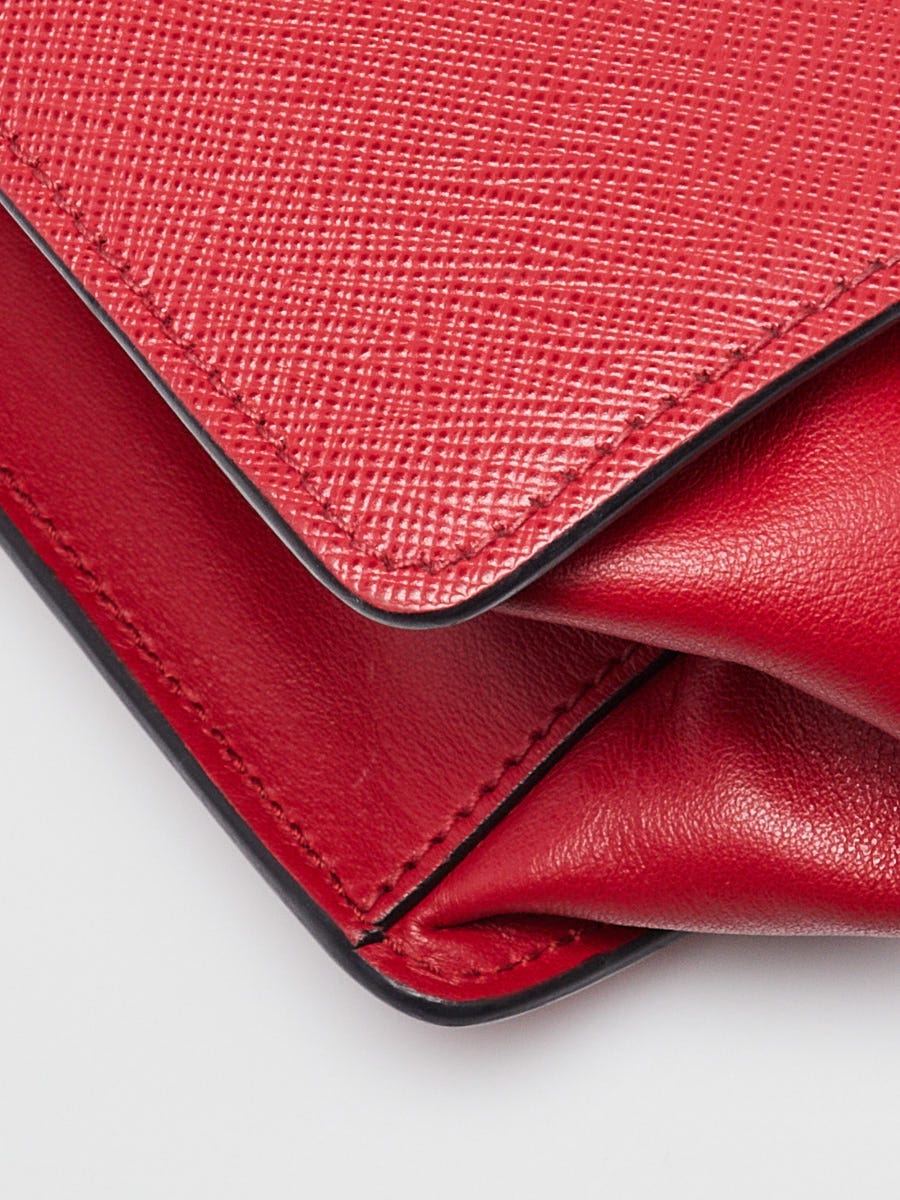 Prada Red Saffiano Leather Light Frame Crossbody Bag | Yoogi's Closet