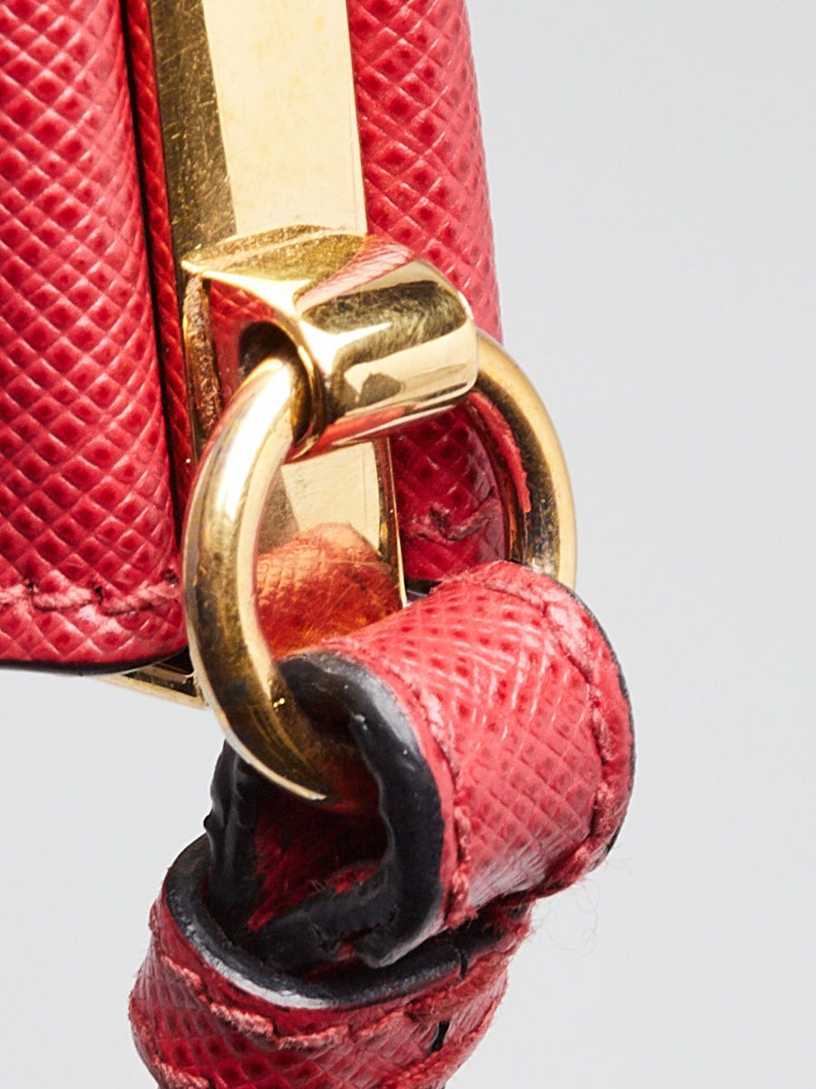 Prada Red Saffiano Leather Light Frame Crossbody Bag | Yoogi's Closet