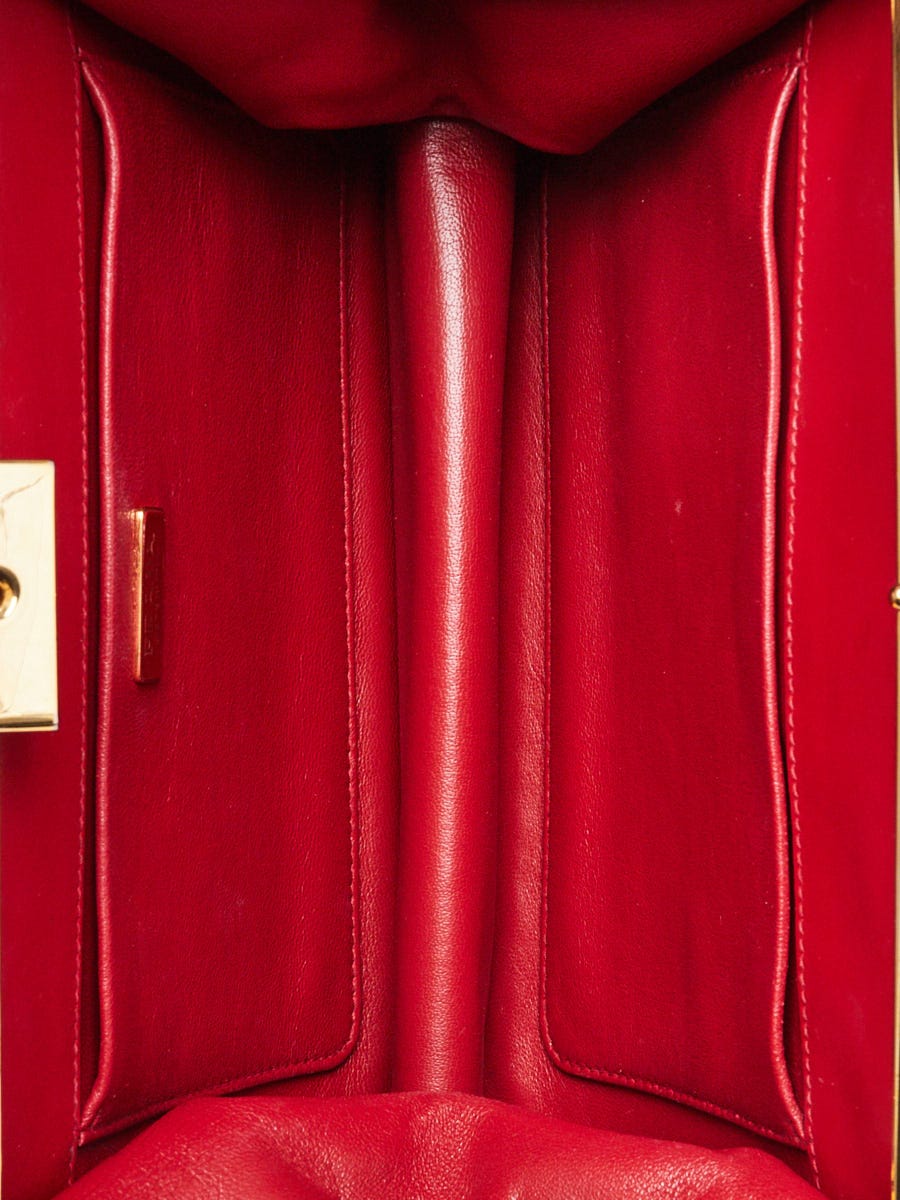 PRADA プラダ セーラー ブローチ レッド ベークライト SP 2005 Prada Red Saffiano Leather Light Frame Crossbody Bag | Yoogi's Closet