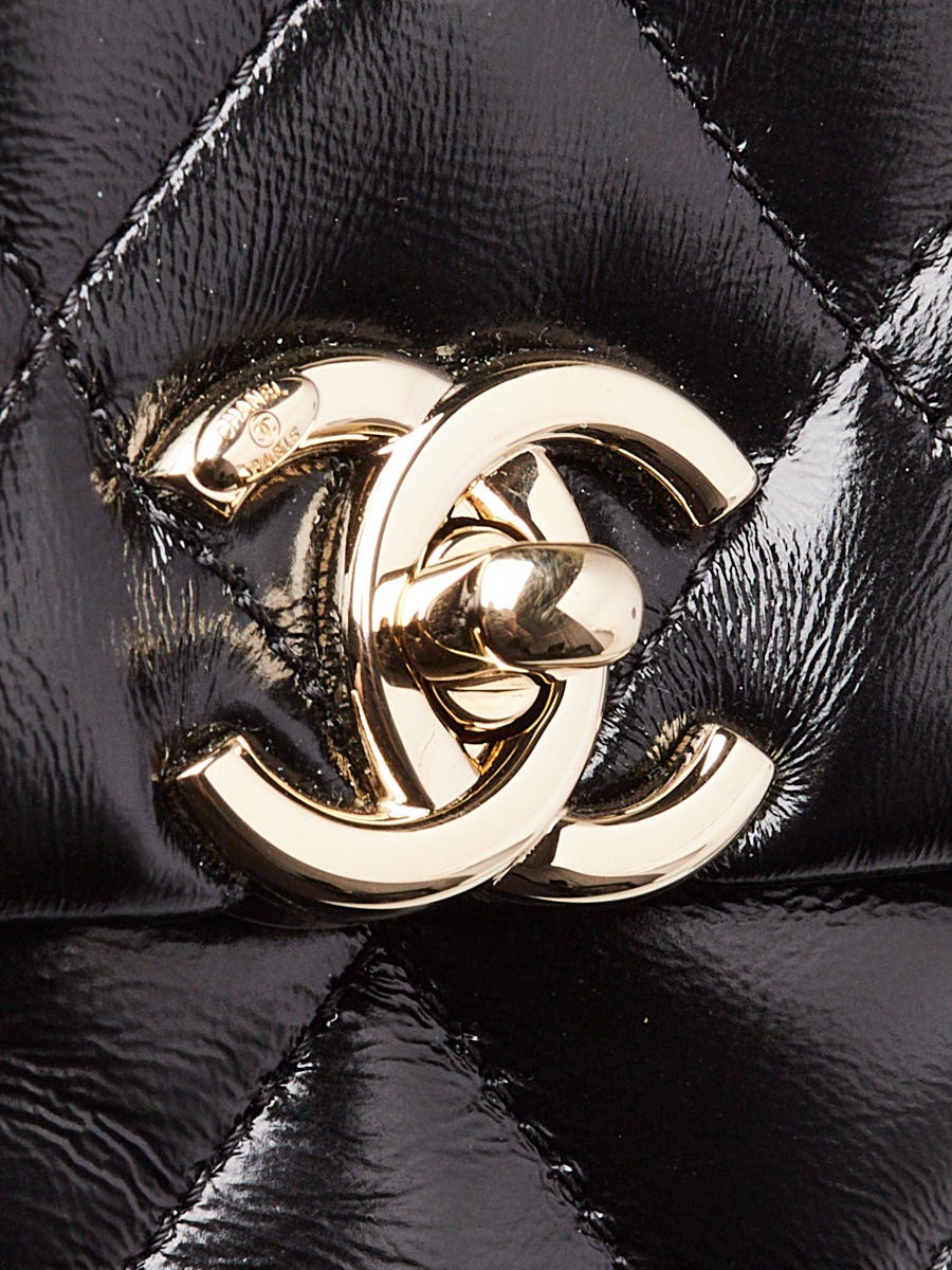 Chanel Black Quilted Shiny Lambskin Mini Coco Trip Flap Bag