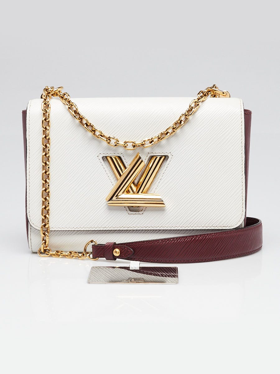 Louis Vuitton White/Burgundy Epi Leather Twist MM Bag | Yoogi's Closet