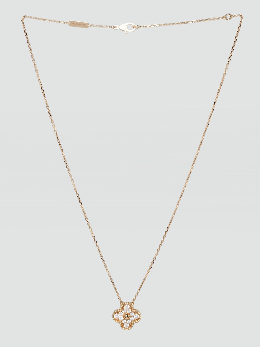 Van Cleef & Arpels 18k Yellow Gold and Diamond Vintage Alhambra Pendant Necklace