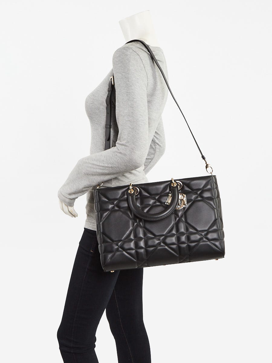 Christian Dior Black Cannage Quilted Leather D-Sire Large Tote Bag