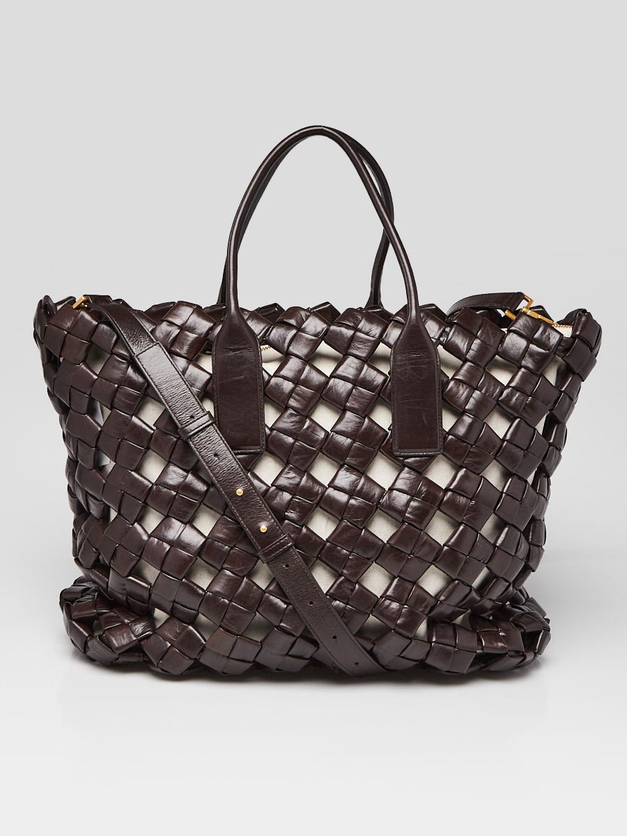 ＊しょぼんさん専用【新品・タグ付き】Bottega Veneta 黒　46 Bottega Veneta Fondent Brown Woven Leather Window Tote Bag