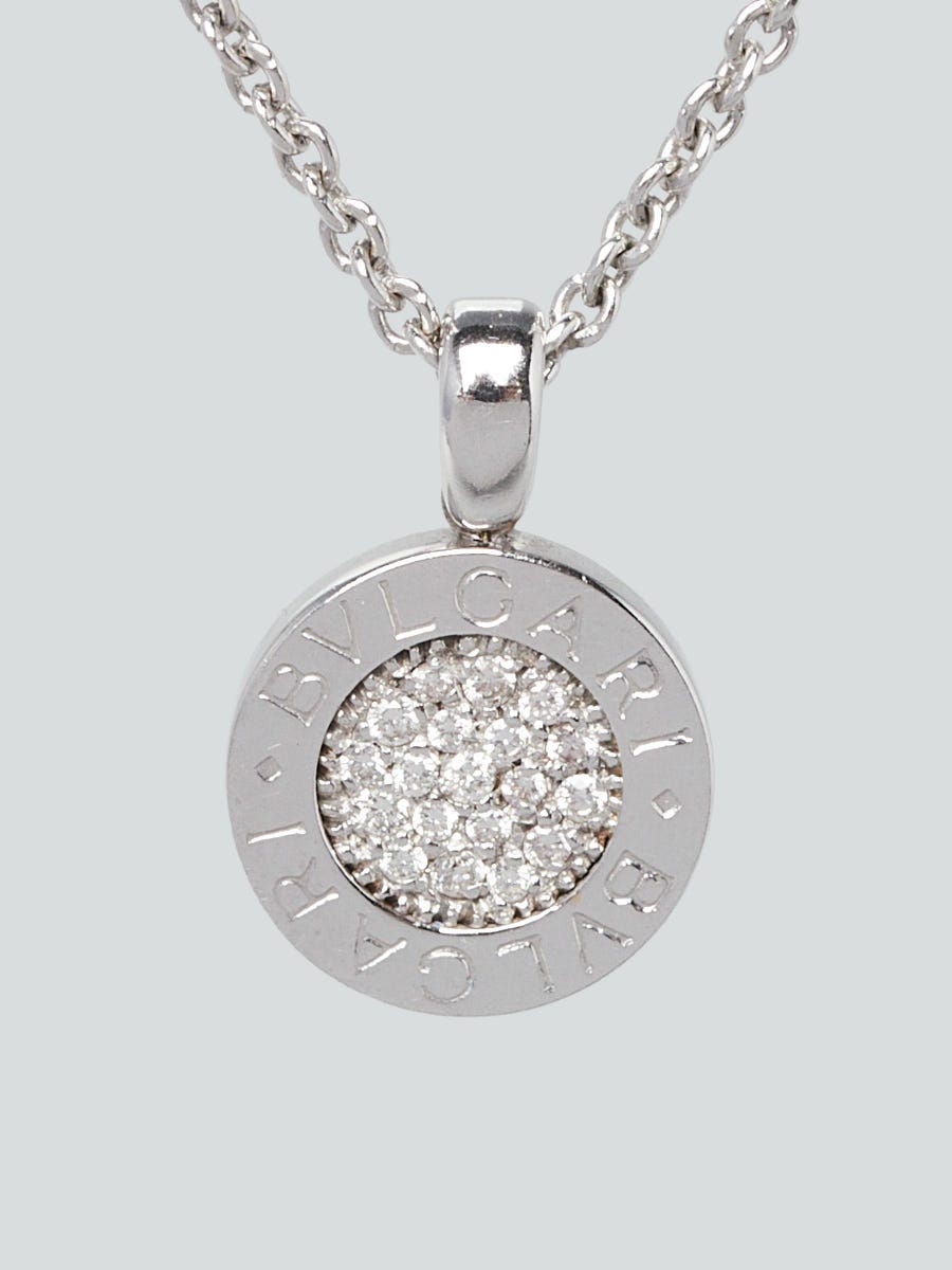 Bvlgari 18k White Gold and Diamond Circle Pendant Necklace
