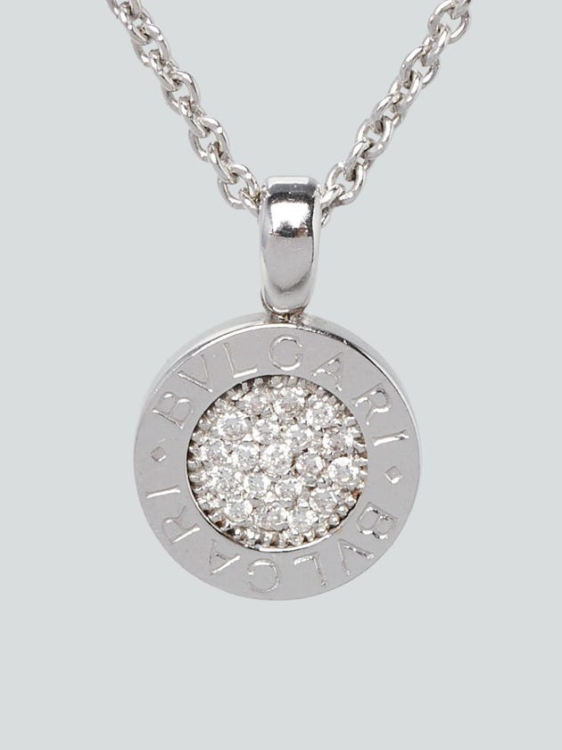 Bvlgari 18k White Gold and Diamond Circle Pendant Necklace