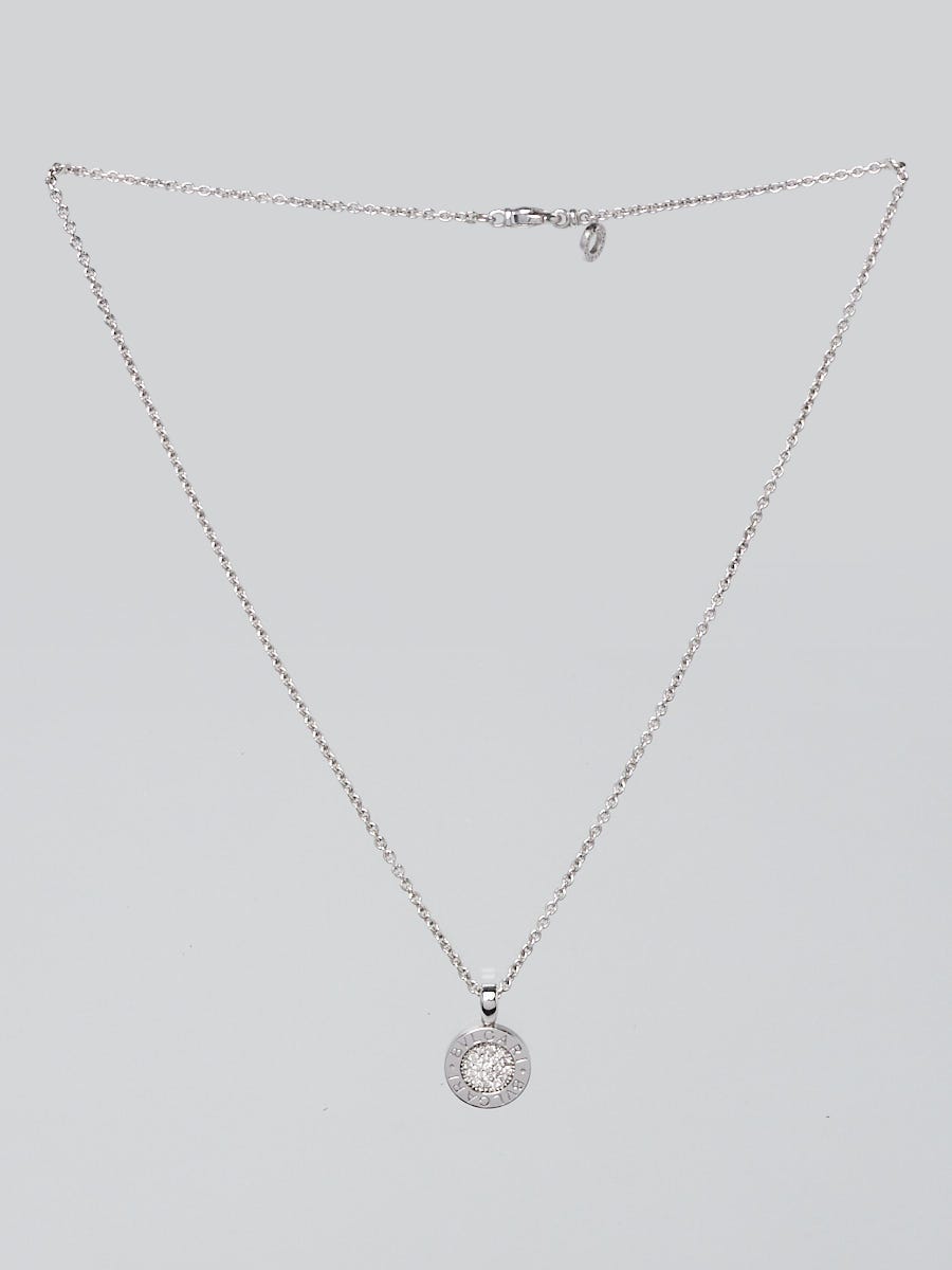 Bvlgari 18k White Gold and Diamond Circle Pendant Necklace