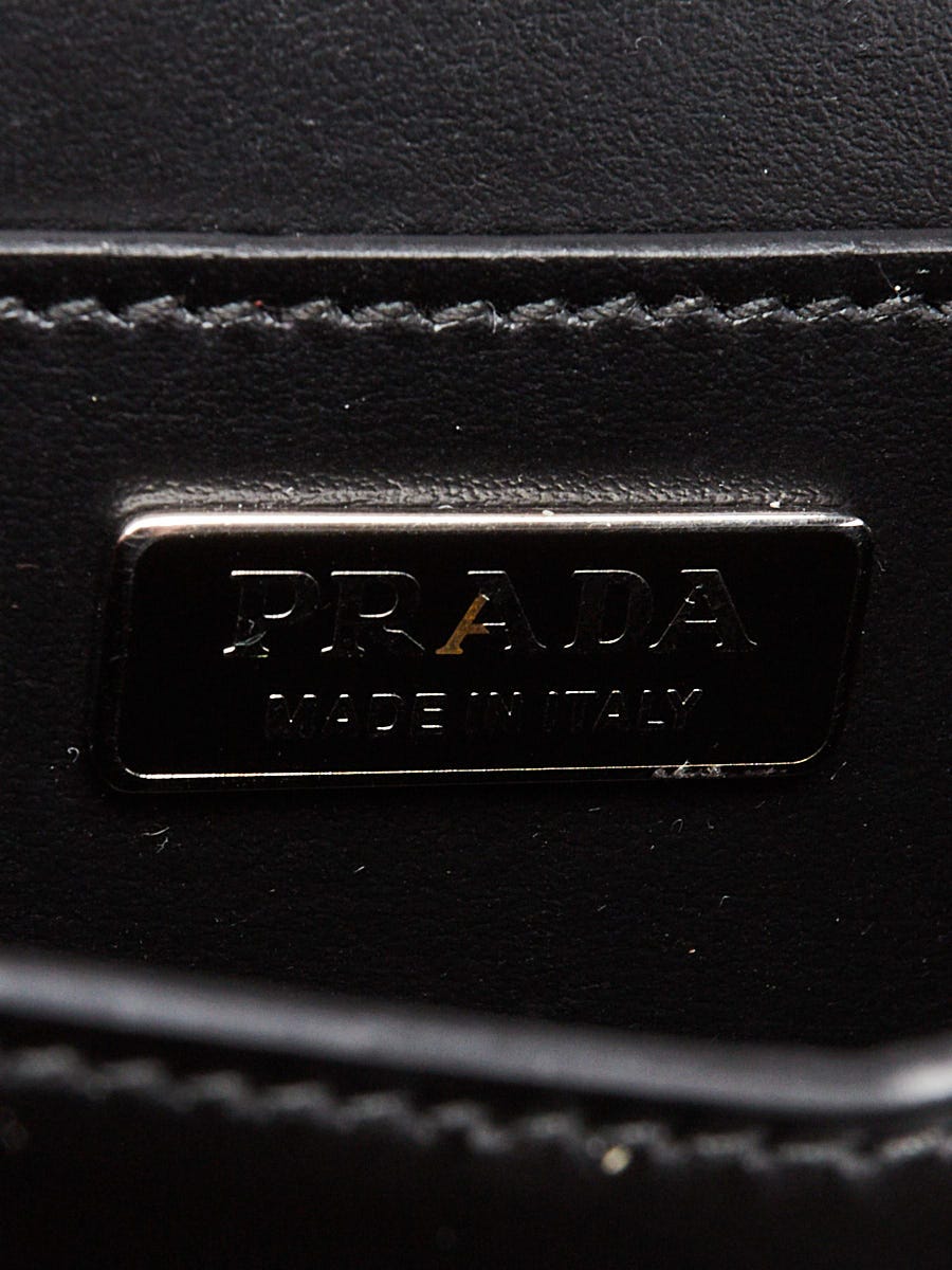 Prada Black Spazzolato Leather Maxi Triangle Logo Small Crossbody
