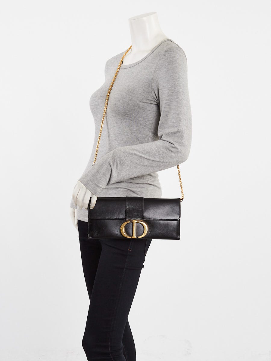 Christian Dior Black Calfskin Leather Montaigne 30 Chain Clutch Bag
