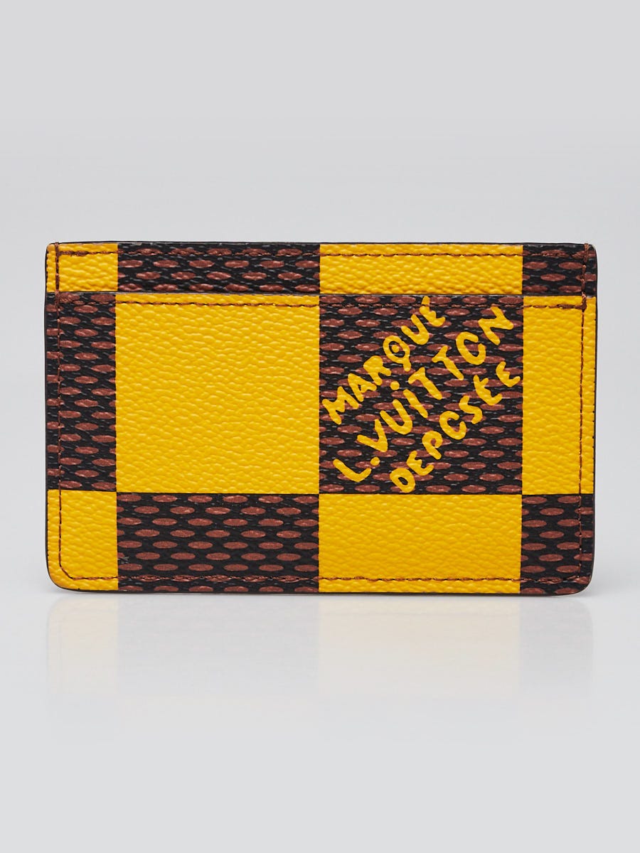 Louis Vuitton カードホルダー イエロー Louis Vuitton Yellow Damier Pop Porte Cartes Simple Card Holder