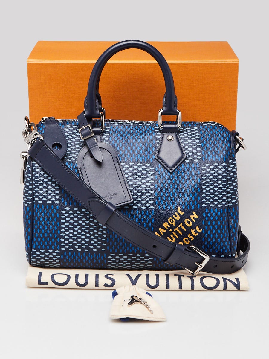 LOUIS VUITTON 迷彩柄リバーシブルストール 紺色 Louis Vuitton Blue Damier Heritage Canvas Speedy Bandouliere 25