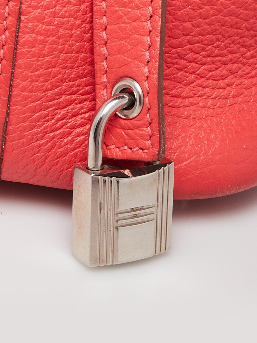 Hermes 18cm Rose Jaipur Clemence Leather Palladium Plated Picotin