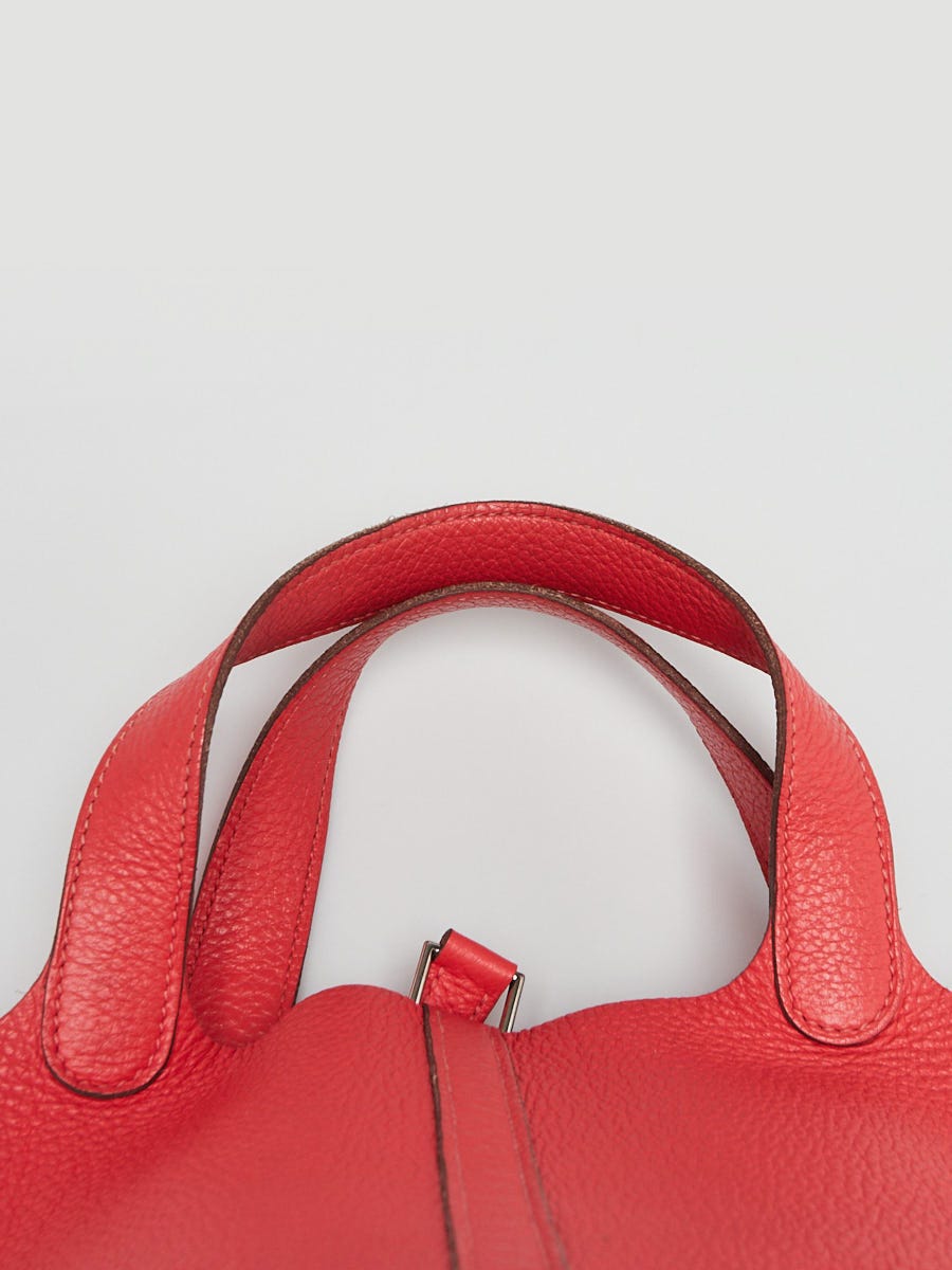 Hermes 18cm Rose Jaipur Clemence Leather Palladium Plated Picotin