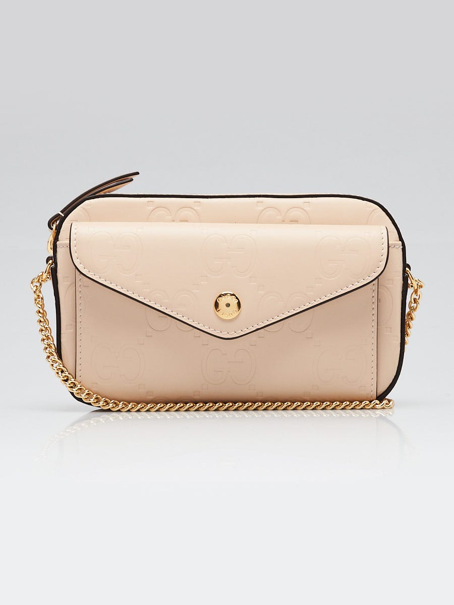 Gucci Beige GG Embossed Leather Super Mini Pochette Crossbody Bag