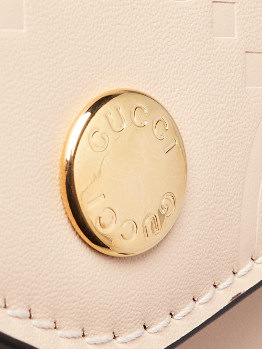 Gucci Beige GG Embossed Leather Super Mini Pochette Crossbody Bag