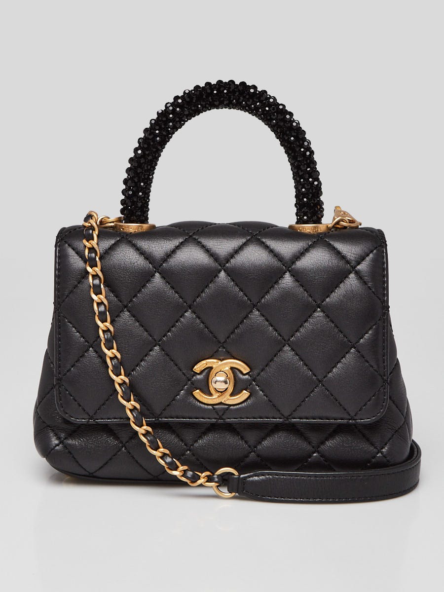 バッグ CHANEL vintage micro coco quilting black Chanel Black Quilted Leather and Crystal Extra Mini Coco Handle