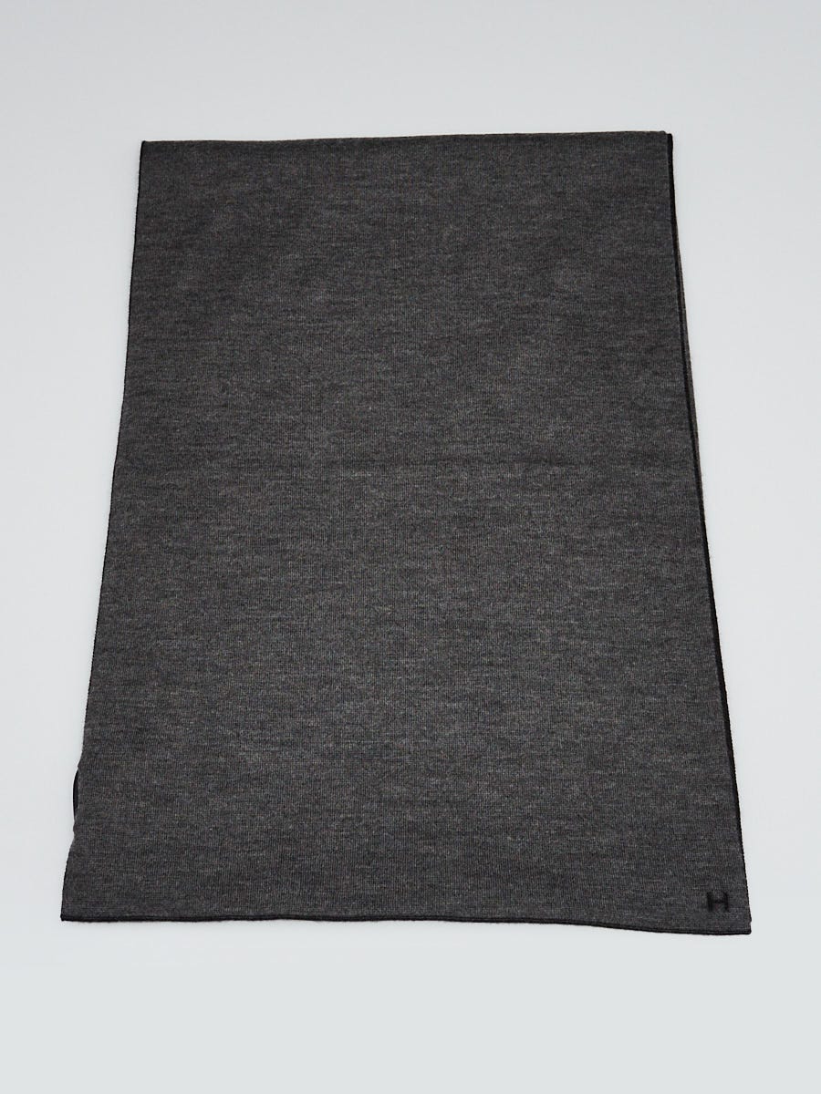 Hermes Noir/Flanelle Cashmere/Silk Shawl Scarf