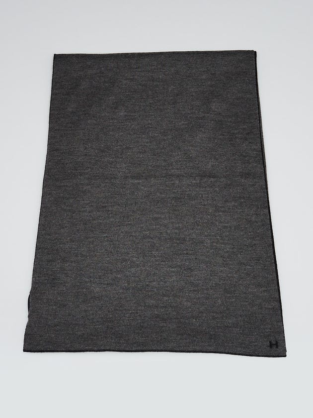 Hermes Noir/Flanelle Cashmere/Silk Shawl Scarf