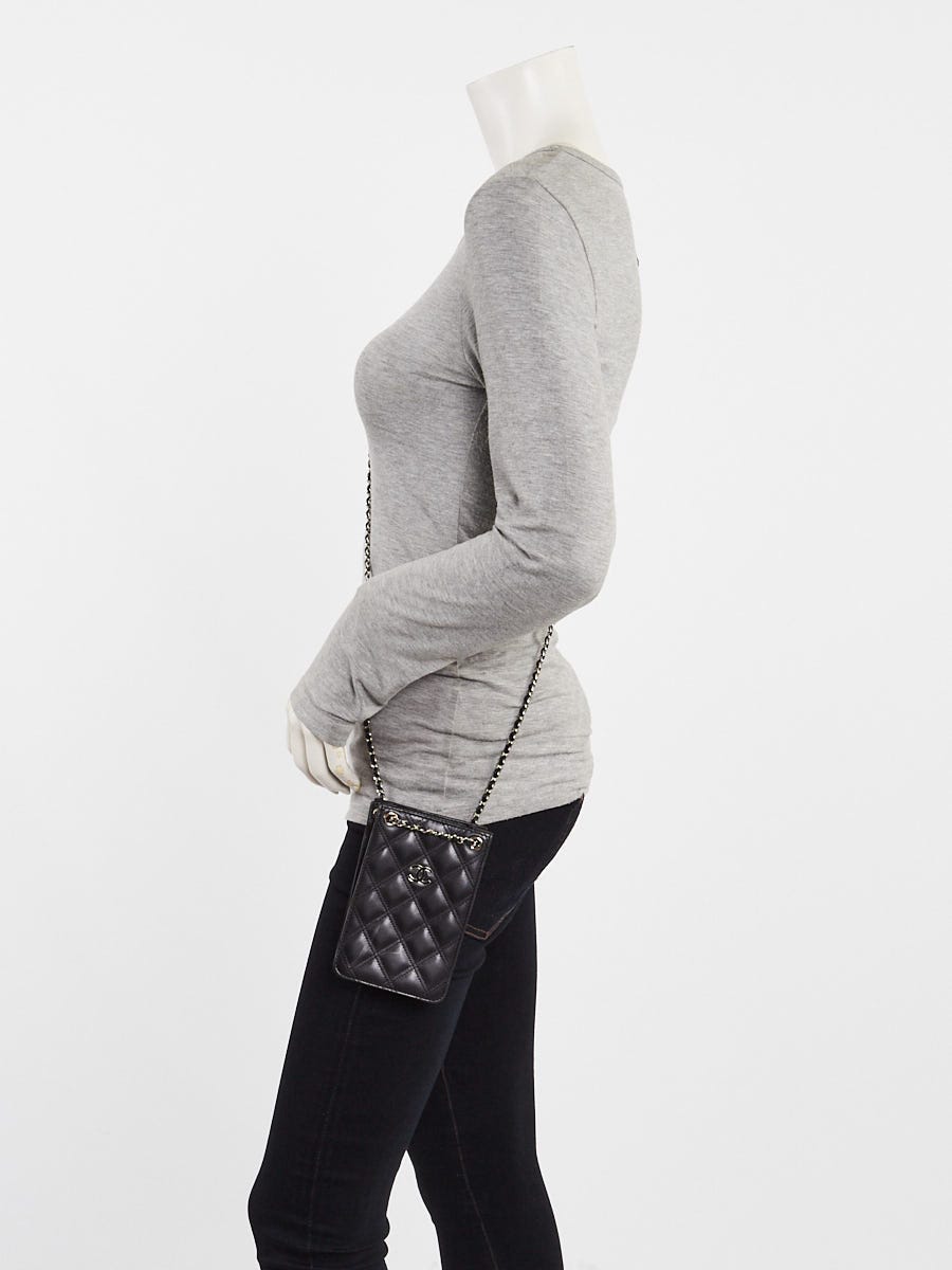 Chanel Black Quilted Leather CC Phone Holder Crossbody Bag