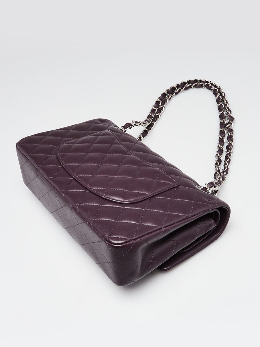 Chanel Dark Purple Quilted Lambskin Leather Classic Medium Double