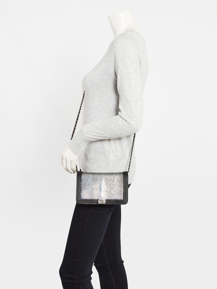 Chanel Black Leather and Galuchat Stingray Boy WOC Clutch Bag