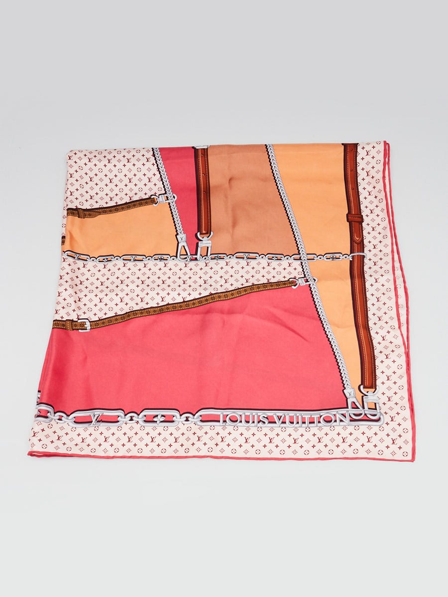 Louis Vuitton Pink Multicolor Printed Silk My LV Chain Square 90cm