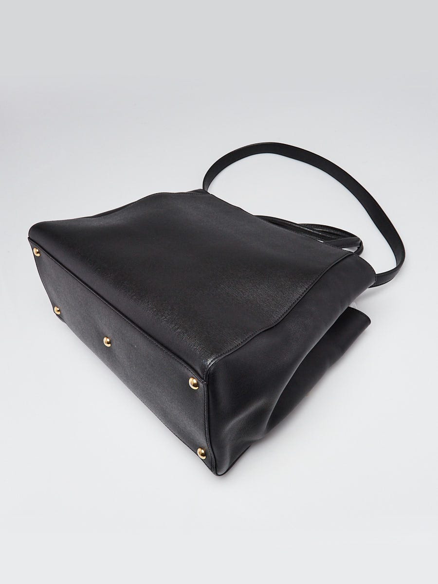 Fendi Black Vitello Leather Medium 2Jours Elite Tote Bag 8BH250