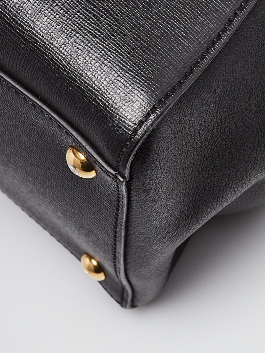 Fendi Black Vitello Leather Medium 2Jours Elite Tote Bag 8BH250