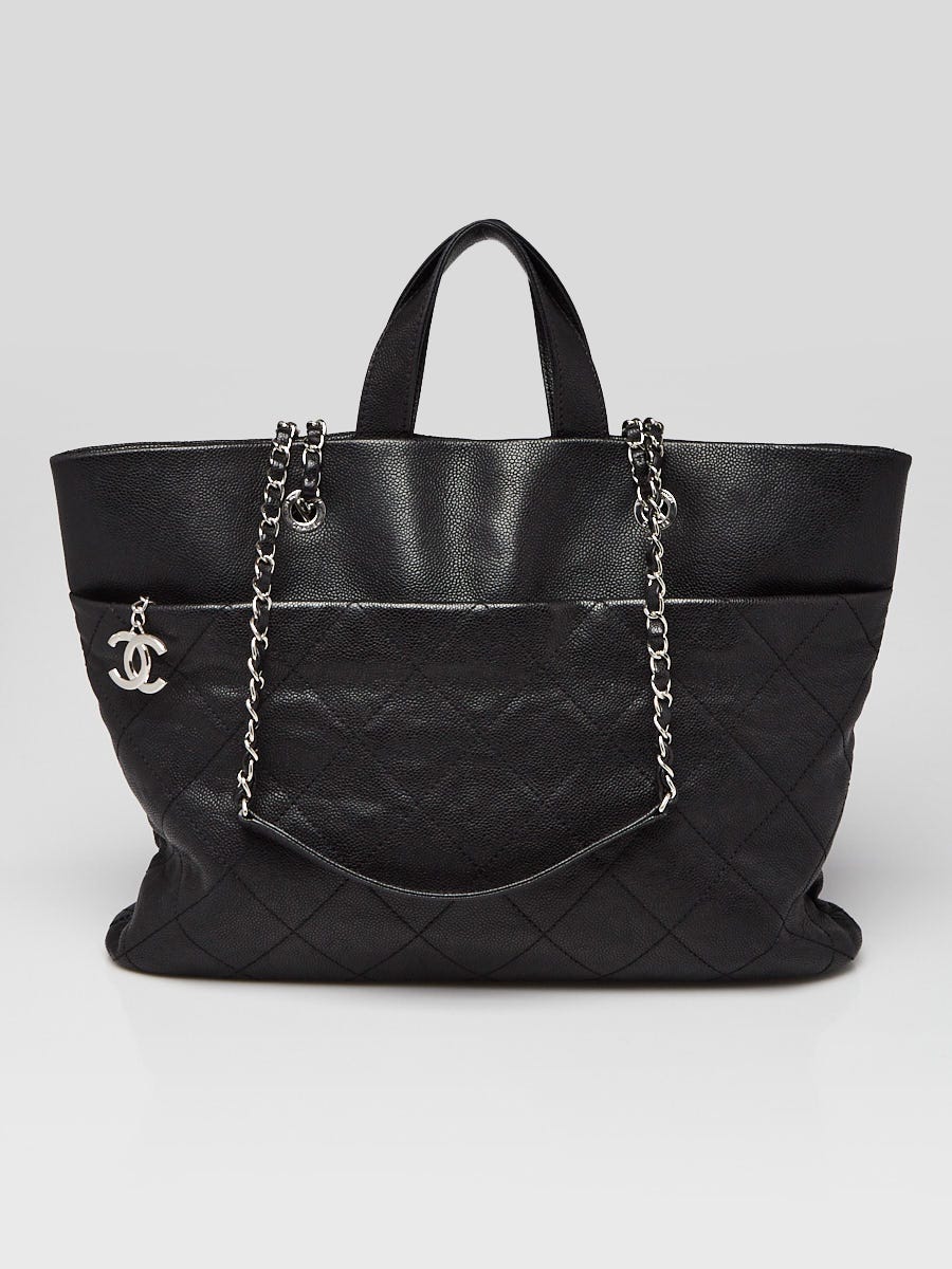 CHANEL 黒 キルティング レザーバッグ Chanel Black Caviar Leather Timeless Top Handle Tote Bag | Yoogi's