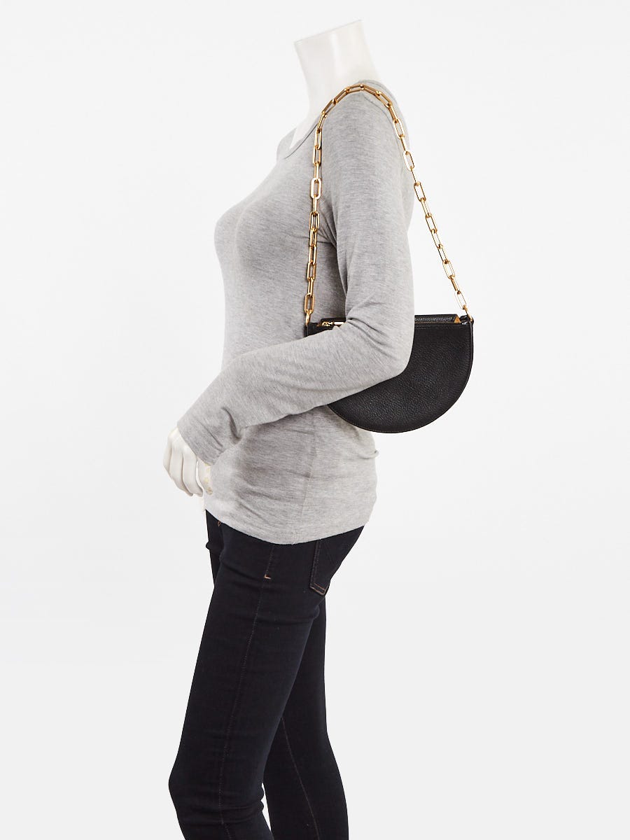 Burberry Black Leather Half Moon Chain Bag