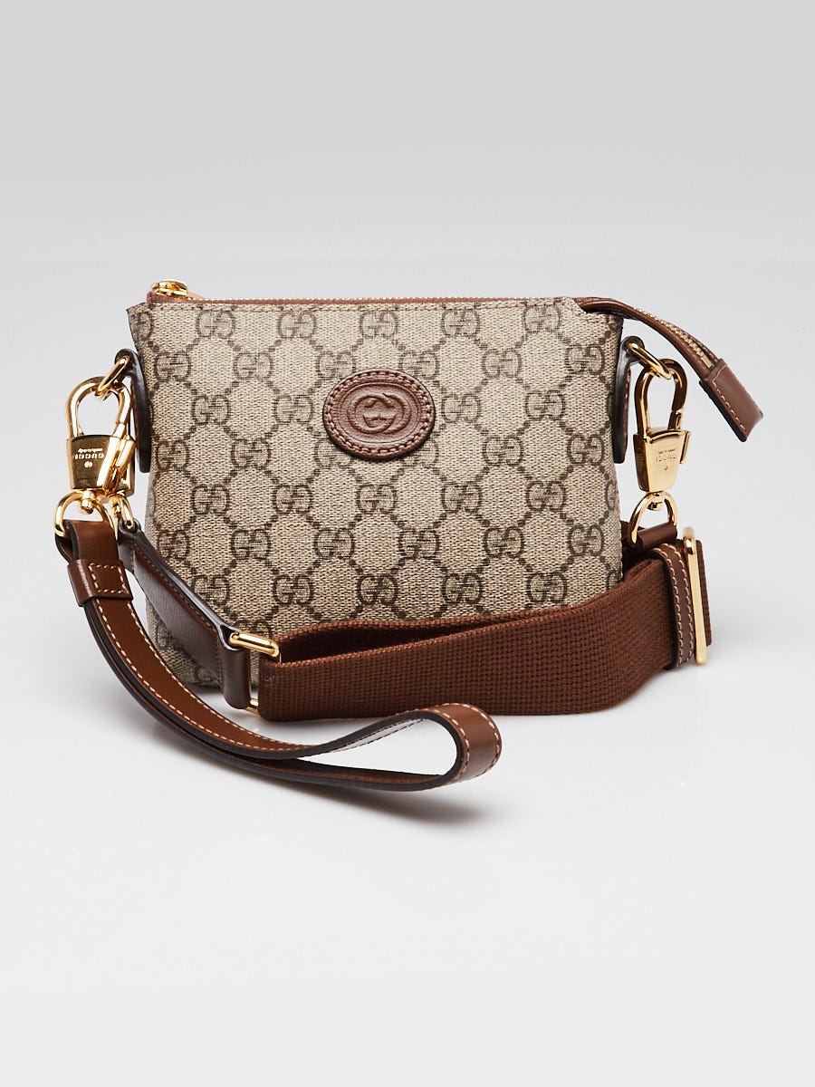 Gucci Beige/Ebony GG Coated Canvas/Leather Mini Wristlet Crossbody