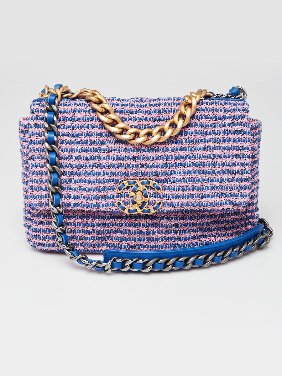 Chanel Blue/Pink Quilted Tweed Medium Chanel 19 Bag | Yoogi's Closet