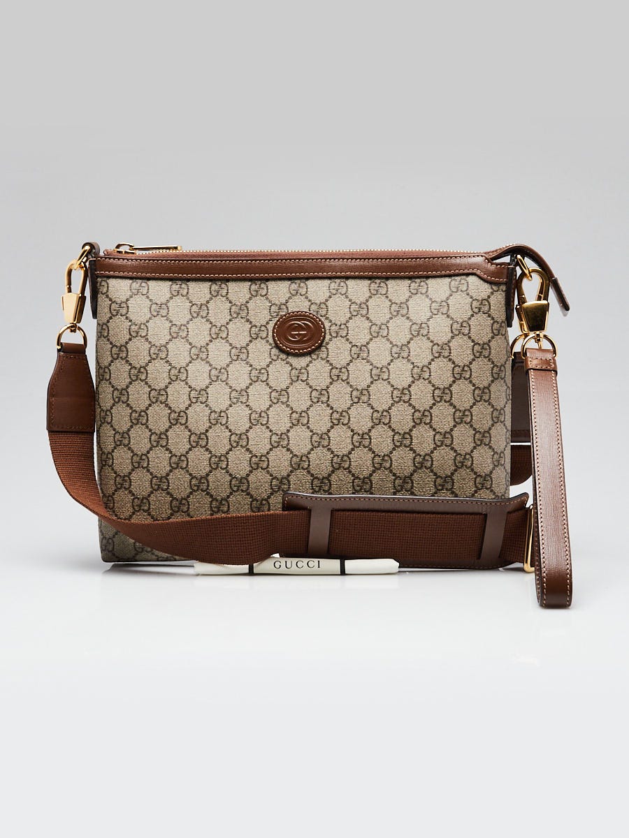 バッグ clowGUCCI Gucci Beige/Ebony GG Coated Canvas/Leather Wristlet Crossbody Bag