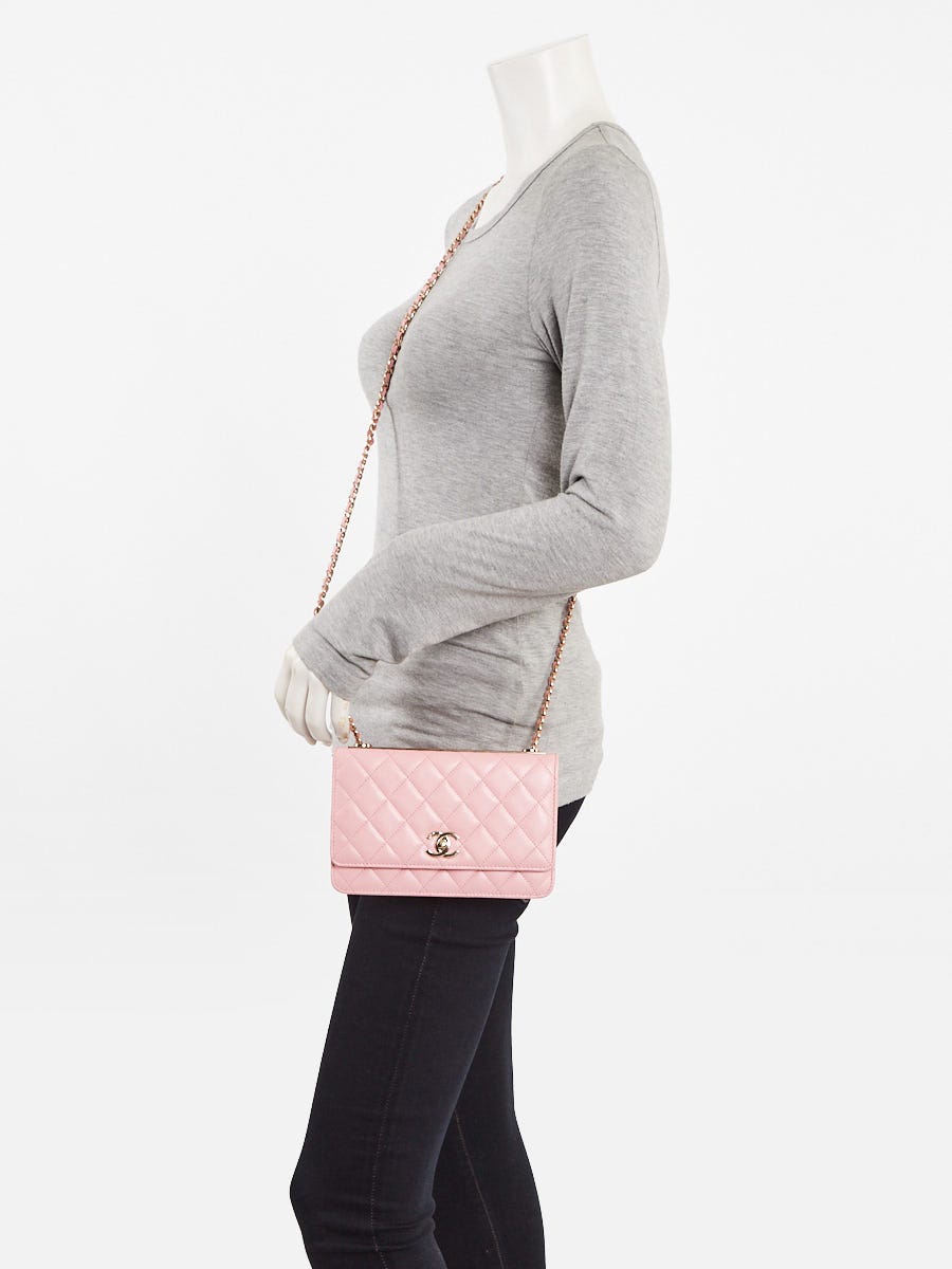 Chanel Pink Quilted Lambskin Leather Trendy WOC Clutch Bag