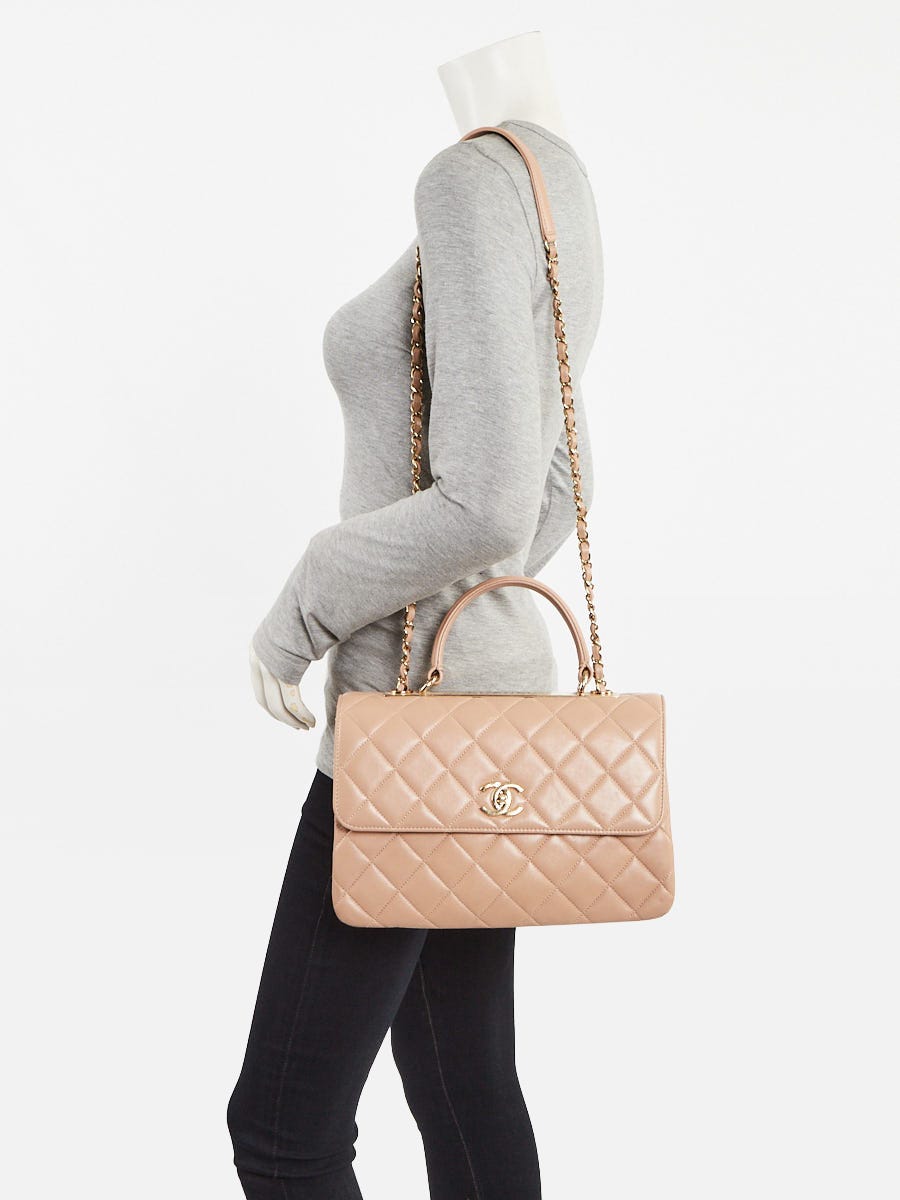 Chanel Beige Quilted Lambskin Leather Trendy CC Medium Bag