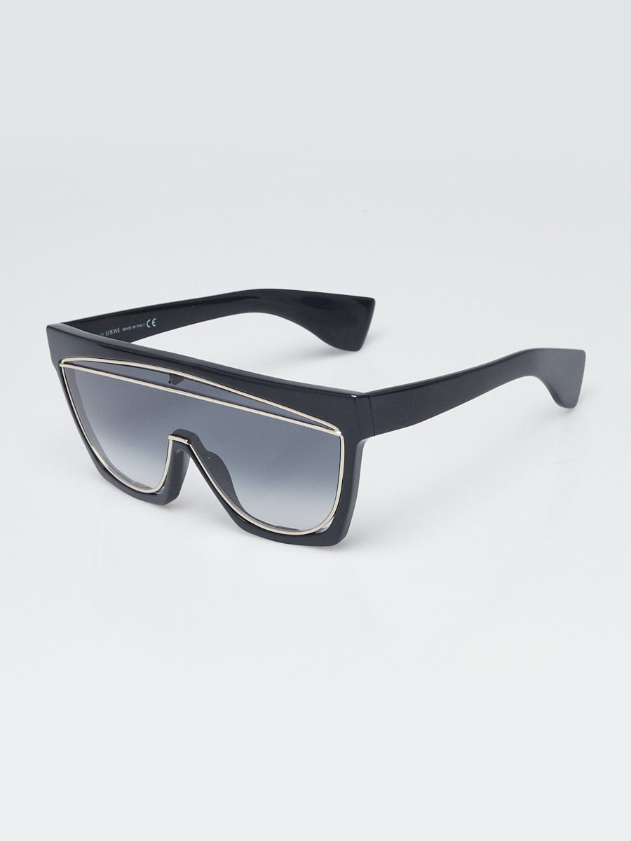 Loewe Black Acetate Oversized Shield Gradient Tint Sunglasses