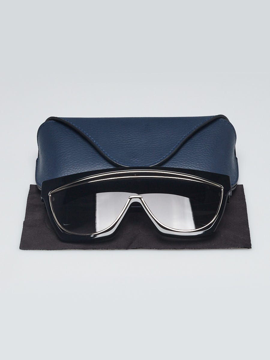 Loewe Black Acetate Oversized Shield Gradient Tint Sunglasses