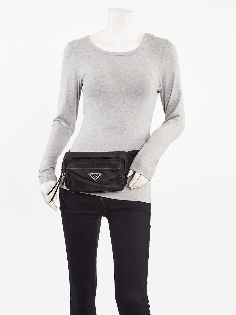 Prada Black Tessuto Nylon Logo Belt Bag 1BL010