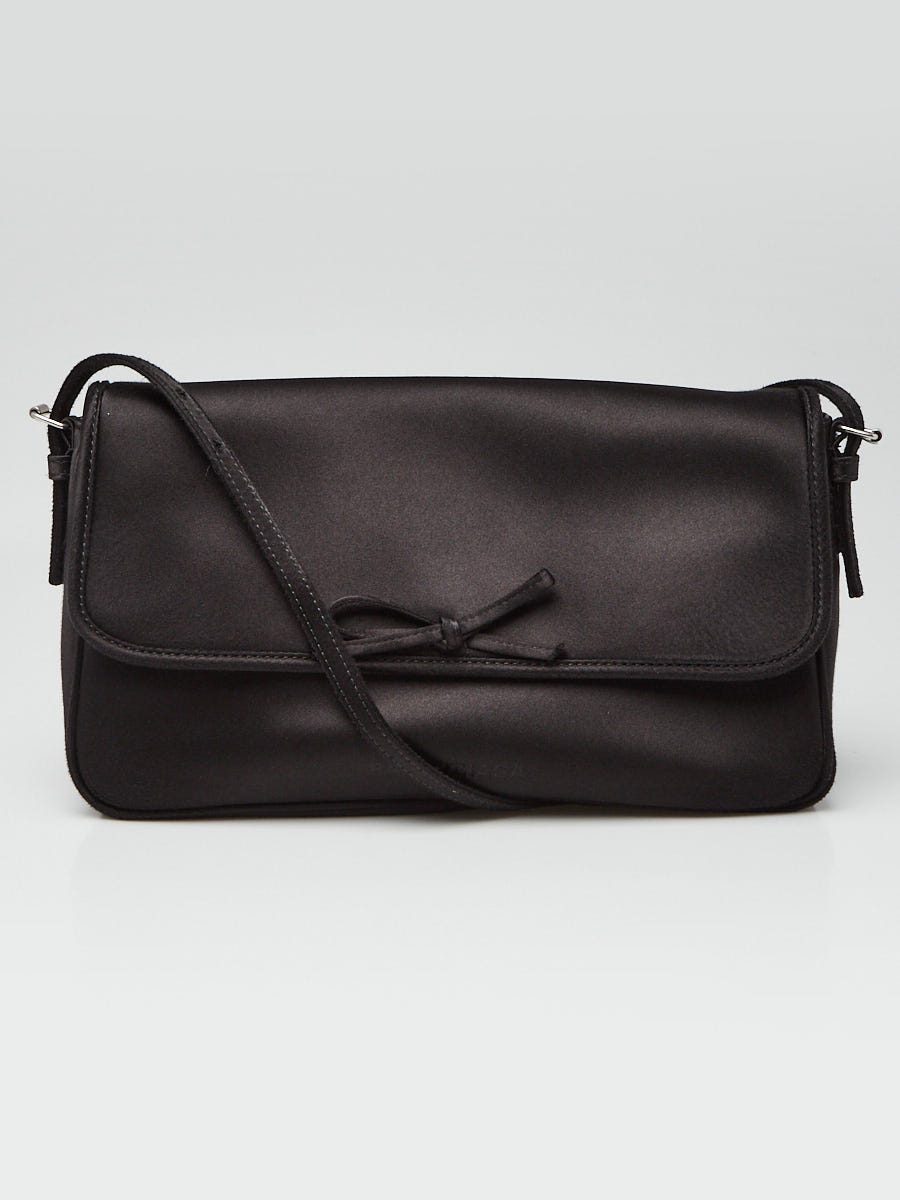 Balenciaga Black Satin Leopalda Pochette Bag | Yoogi's Closet
