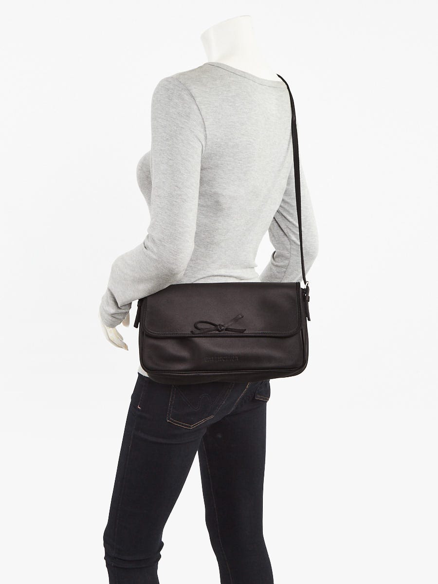 Balenciaga Black Satin Leopalda Pochette Bag
