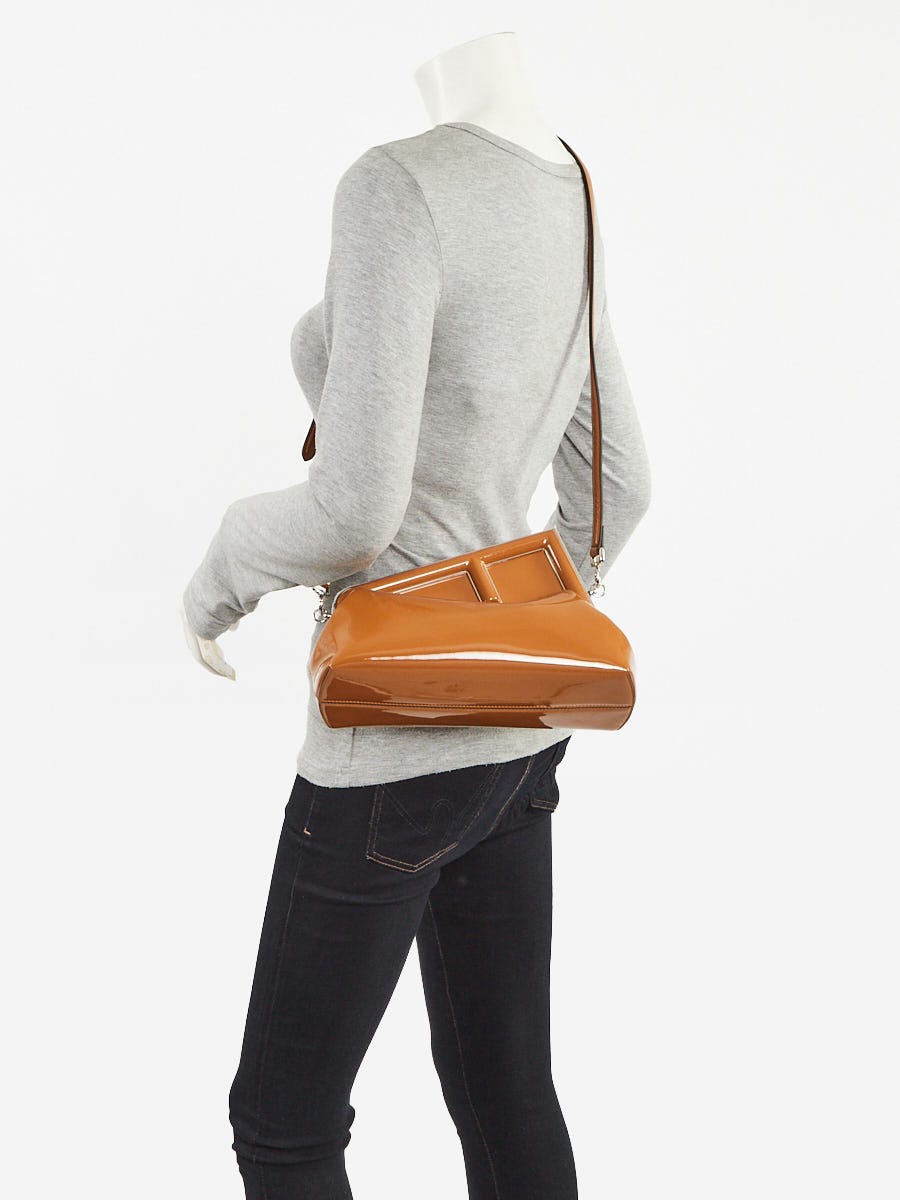 Fendi Brown Patent Leather Midi First Bag - 8BP137