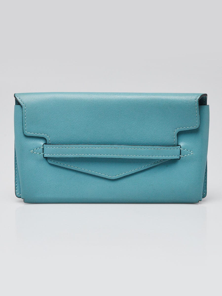 Hermes Blue Atoll Swift Leather Smart Pouch | Yoogi's Closet