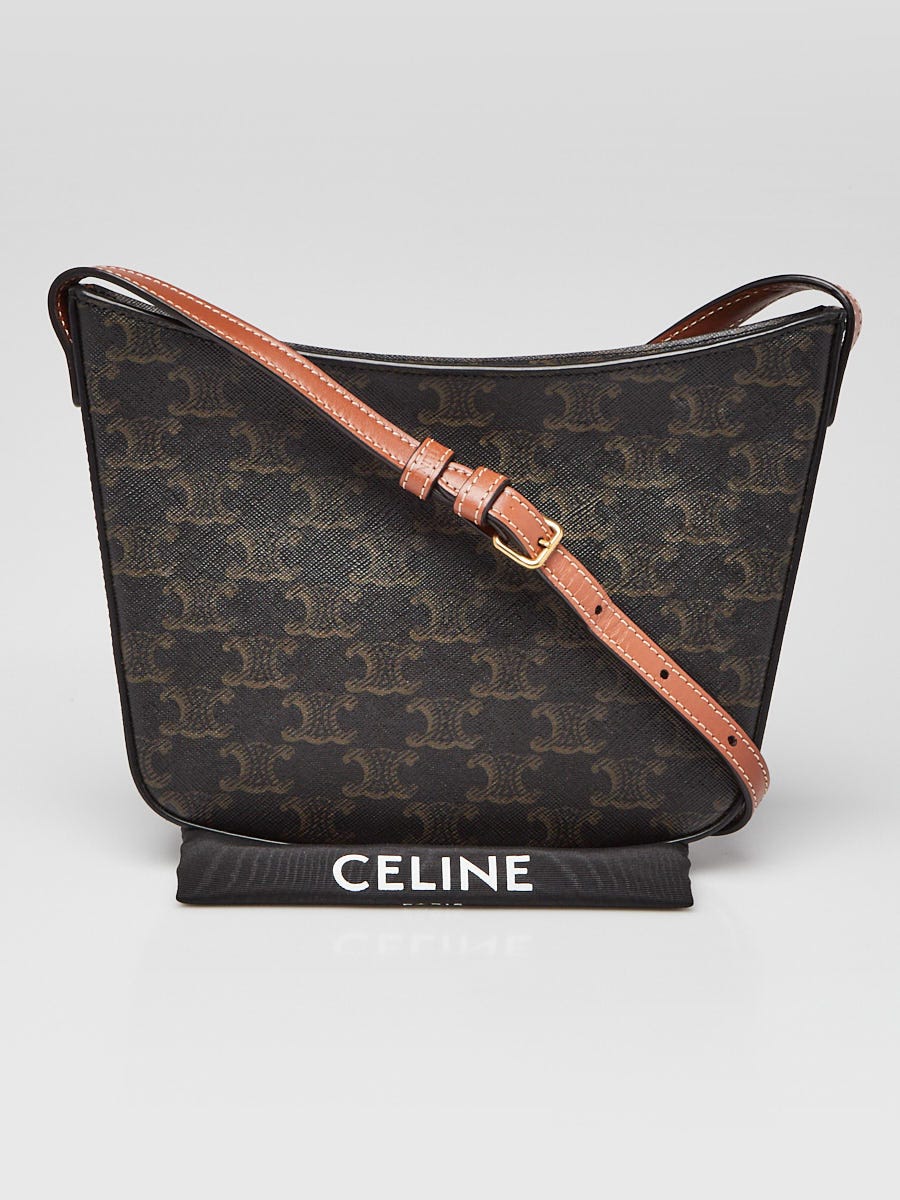 Celine Tan Triomphe Coated Canvas Medium Croque Shoulder Bag